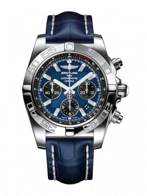 Fake Breitling Chronomat 44 Stainless Steel / Blackeye Blue / Croco / Pin (AB011012/C789/731P/A20BA.1) Watch