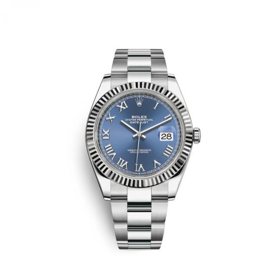 Fake Rolex Datejust 41 Oystersteel 18 ct white gold M126334-0025 Blue Dial Watch - Click Image to Close