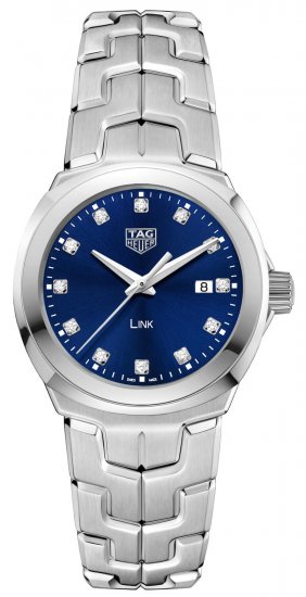 Swiss Replica Tag Heuer Link Blue Diamond Dial Ladies Watch - Click Image to Close