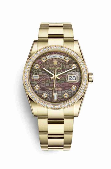 Swiss Replica Rolex Day-Date 36 118348 Black mother-of-pearl Jubilee diamonds Watch - Click Image to Close