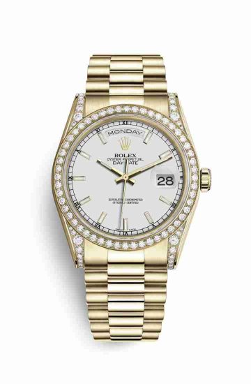 Swiss Replica Rolex Day-Date 36 118388 White Dial Watch - Click Image to Close