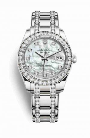 Swiss Replica Rolex Pearlmaster 39 86289 White mother-of-pearl diamonds Watch