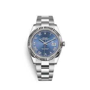 Fake Rolex Datejust 41 Oystersteel 18 ct white gold M126334-0025 Blue Dial Watch