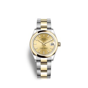 Fake Rolex Datejust 31 Oystersteel 18 ct yellow gold M278243-0013 Champagne-colour Dial Watch