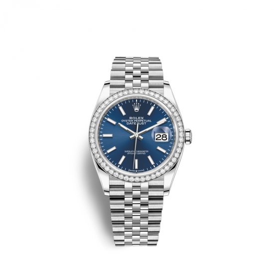 Fake Rolex Datejust 36 Oystersteel 18 ct white gold M126284RBR-0009 Blue Dial Watch - Click Image to Close