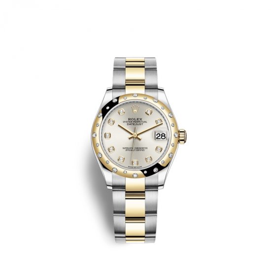 Fake Rolex Datejust 31 Oystersteel 18 ct yellow gold M278343RBR-0019 Silver set with diamonds Dial Watch - Click Image to Close