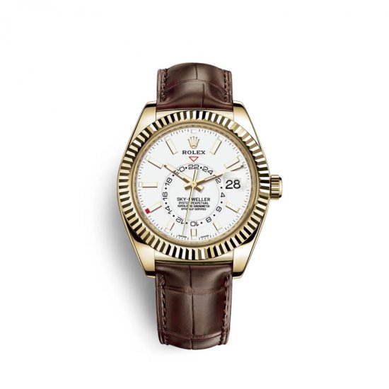 Fake Rolex Sky-Dweller 18 ct yellow gold M326138-0010 White Dial Watch - Click Image to Close