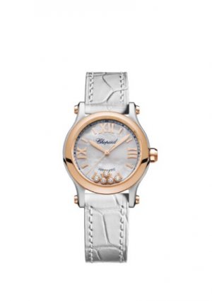 Copy Chopard Happy Sport 30mm Automatic 18 K Rose Gold Stainless Steel And Diamonds Watch