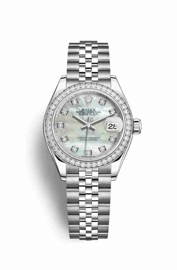 Swiss Replica Rolex Datejust 28 White gold 279384RBR White mother-of-pearl diamonds Watch - Click Image to Close