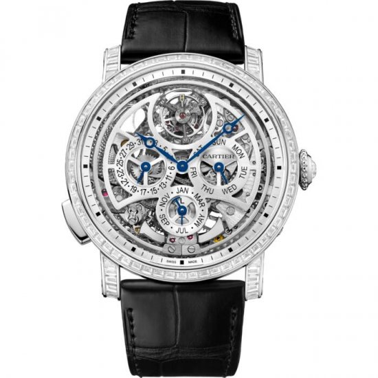 Copy Cartier Rotonde de Cartier Grande Complication Skeleton HPI00939 Platinum Watch - Click Image to Close