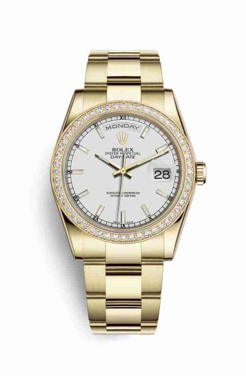 Swiss Replica Rolex Day-Date 36 118348 White Dial Watch - Click Image to Close