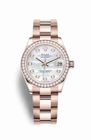 Swiss Replica Rolex Datejust 31 Everose gold 278285RBR White mother-of-pearl diamonds Watch - Click Image to Close