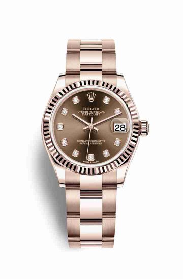 Swiss Replica Rolex Datejust 31 Everose gold 278275 Chocolate diamonds Watch - Click Image to Close