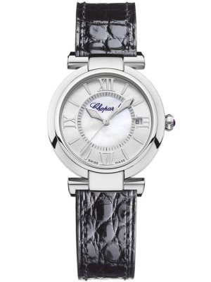 Copy Chopard Imperiale Black Leather Strap 388563-3005 Ladies Watch