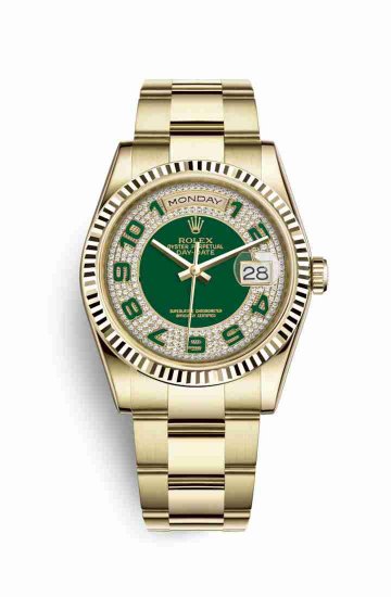 Swiss Replica Rolex Day-Date 36 118238 Green diamond paved Dial Watch - Click Image to Close