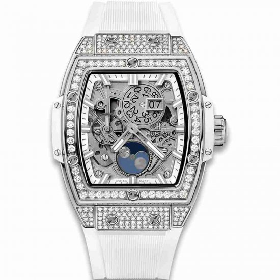 Swiss Replica Hublot Spirit Of Big Bang Moonphase Titanium White Pave 42mm 647.NE.2070.RW.1604 - Click Image to Close