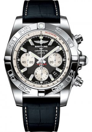 Fake Breitling Chronomat 44 Stainless Steel / Onyx Black / Croco Rubber / Folding (AB011012/B967/296S/A20D.4) Watch