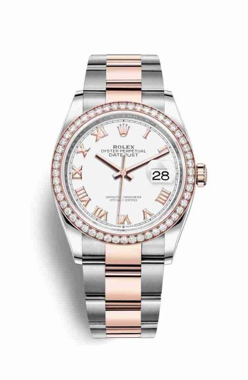 Swiss Replica Rolex Datejust 36 Everose gold 126281RBR White Dial Watch - Click Image to Close