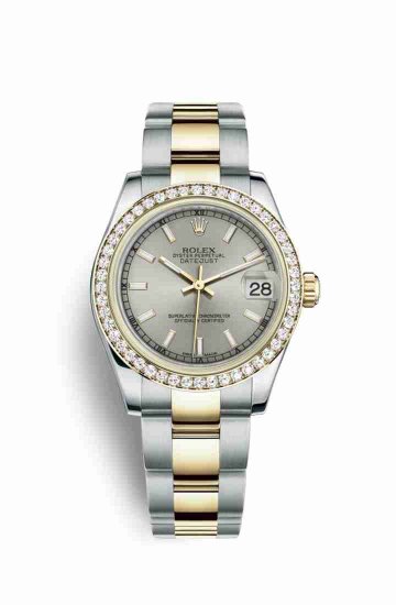 Swiss Replica Rolex Datejust 31 Yellow 178383 Silver Dial Watch - Click Image to Close