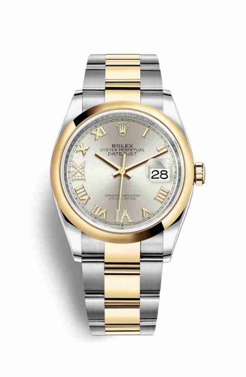 Swiss Replica Rolex Datejust 36 Yellow 126203 Silver diamonds Watch - Click Image to Close