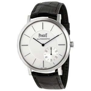 Fake Piaget Altiplano Automatic Silver Dial Black Leather Men's Watch