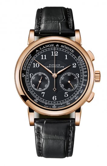 Swiss Replica A. Lange & Sohne 414.031 1815 Chronograph Pink Gold/Black/Pulsometer Watch - Click Image to Close