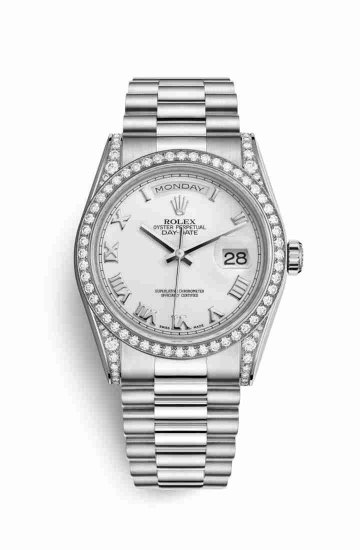 Swiss Replica Rolex Day-Date 36 diamonds 118389 White Dial Watch - Click Image to Close