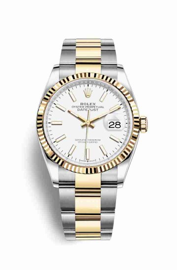 Swiss Replica Rolex Datejust 36 Yellow 126233 White Dial Watch - Click Image to Close