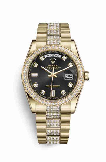 Swiss Replica Rolex Day-Date 36 118348 Black diamonds Watch - Click Image to Close