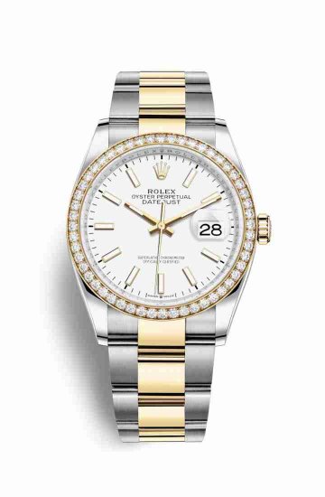 Swiss Replica Rolex Datejust 36 Yellow 126283RBR White Dial Watch - Click Image to Close