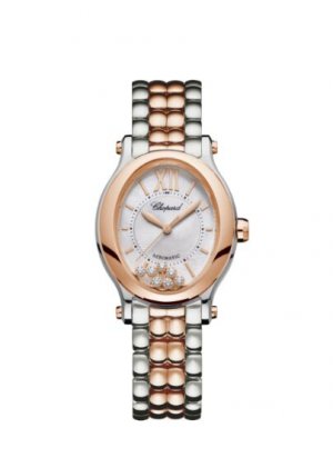 Copy Chopard Happy Sport Oval 18K Rose Gold Stainless Steel And Diamonds Watch