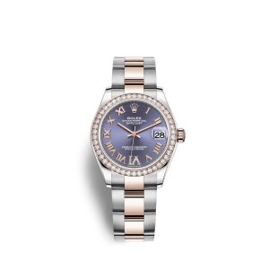 Fake Rolex Datejust 31 Oystersteel 18 ct Everose gold M278381RBR-0019 Aubergine set with diamonds Dial Watch