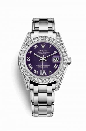 Swiss Replica Rolex Pearlmaster 34 diamonds 81159 Purple diamonds Watch