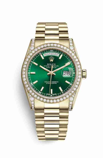 Swiss Replica Rolex Day-Date 36 118388 Green Dial Watch - Click Image to Close