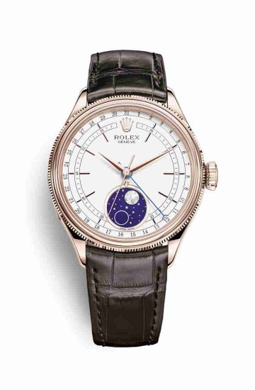 Swiss Replica Rolex Cellini Moonphase Everose gold 50535 White Dial Watch - Click Image to Close