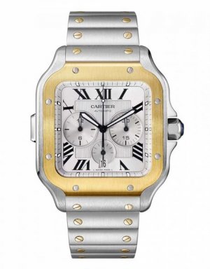 Copy Cartier Santos Chronograph Steel 18K Yellow Gold Automatic 43.3mm Watch W2SA0008