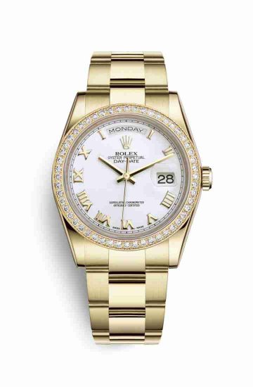 Swiss Replica Rolex Day-Date 36 118348 White Dial Watch - Click Image to Close