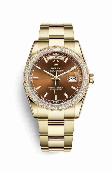 Swiss Replica Rolex Day-Date 36 118348 Cognac Dial Watch - Click Image to Close