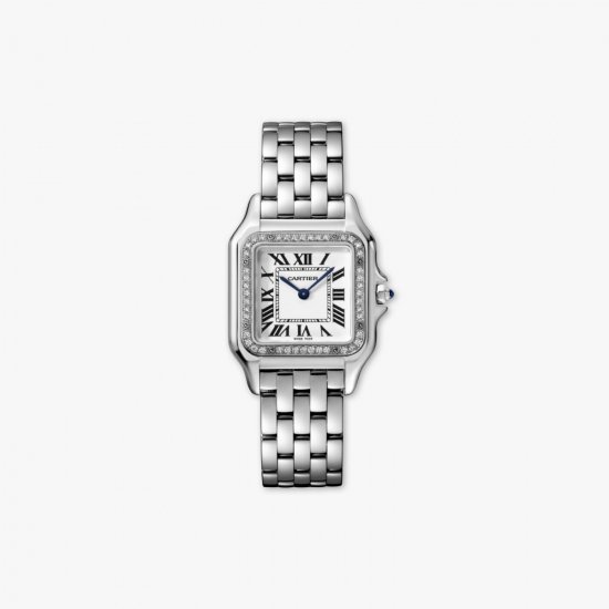 Copy Cartier Panthere Steel Diamond Bezel Medium Model Quartz W4PN0008 Complete Watch - Click Image to Close