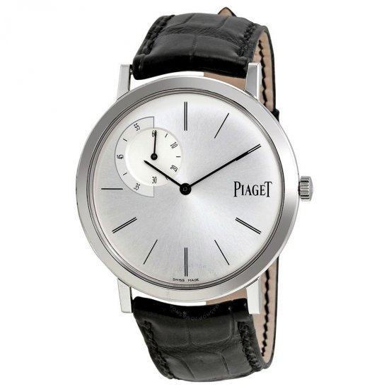 Fake Piaget Altiplano Silver Dial Black Leather Automatic Men's Watch - Click Image to Close