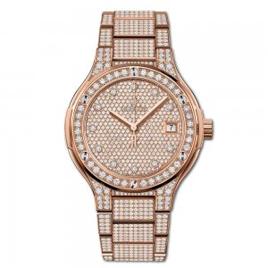 Copy Hublot Classic Fusion King Gold Full Pave Bracelet