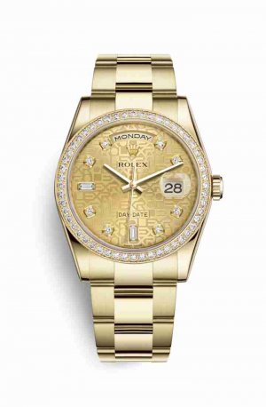 Swiss Replica Rolex Day-Date 36 118348 Champagne Jubilee diamonds Watch