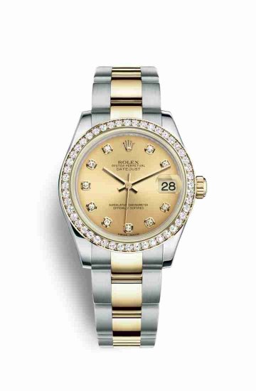 Swiss Replica Rolex Datejust 31 Yellow 178383 Champagne diamonds Watch - Click Image to Close