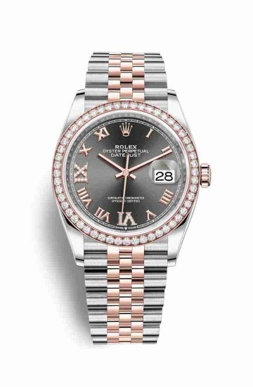 Swiss Replica Rolex Datejust 36 Everose gold 126281RBR Dark rhodium diamonds Watch - Click Image to Close