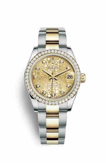 Swiss Replica Rolex Datejust 31 Yellow 178383 Champagne Jubilee diamonds Watch - Click Image to Close