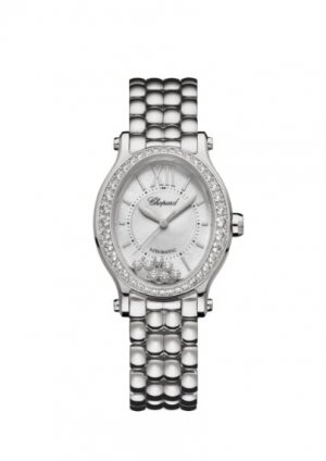 Copy Chopard Happy Sport Oval Stainless Steel And Diamonds Watch