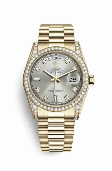 Swiss Replica Rolex Day-Date 36 118388 Silver diamonds Watch - Click Image to Close