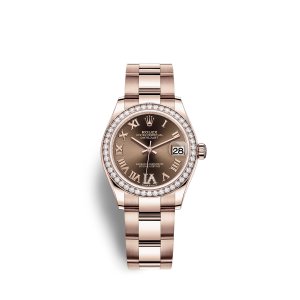 Fake Rolex Datejust 31 18 ct Everose gold M278285RBR-0015 Chocolate set with diamonds Dial Watch