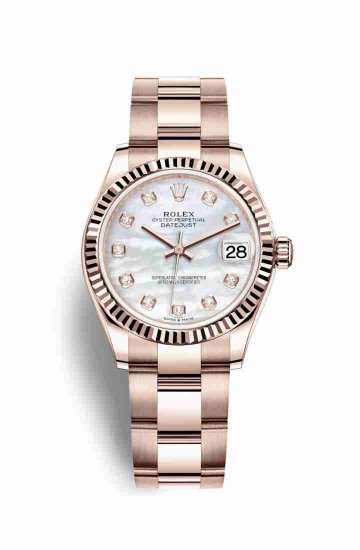 Swiss Replica Rolex Datejust 31 Everose gold 278275 White mother-of-pearl diamonds Watch - Click Image to Close