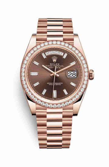 Swiss Replica Rolex Day-Date 40 Everose gold 228345RBR Chocolate diamonds Watch - Click Image to Close